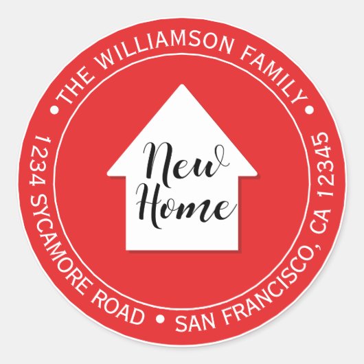 引っ越しましたブライトレッドニューホーム住所 シール (正面)