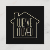 引っ越しましたブラックおよび金ゴールドモダンエンクロージャカード スクエア名刺 (正面)