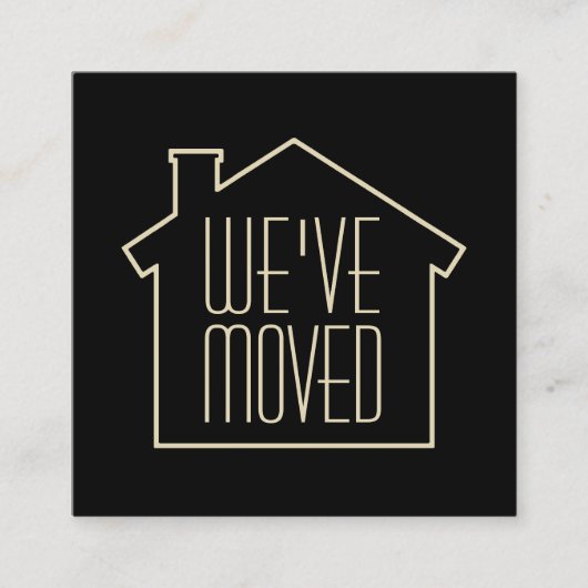 引っ越しましたブラックおよび金ゴールドモダンエンクロージャカード スクエア名刺 (正面)