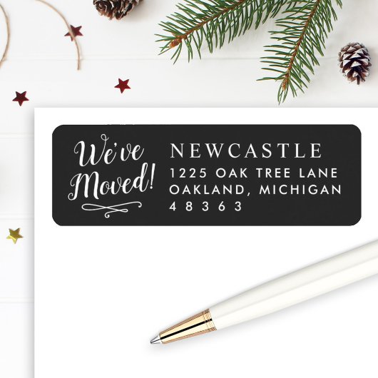 引っ越しましたブラックニューホームエレガント差出人住所 ラベル