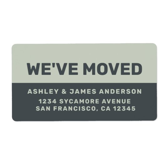引っ越しましたブラックパステルグリーンニューアドレス ラベル (正面)