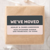 引っ越しましたブラックパステルピンクニューアドレス ラベル (インサイチュ)