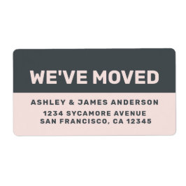 引っ越しましたブラックパステルピンクニューアドレス ラベル