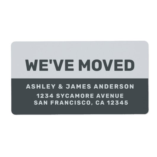 引っ越しましたブラックパステルブルーニューアドレス ラベル (正面)