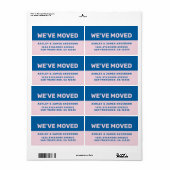 引っ越しましたブラックピンクブルー新しいアドレス ラベル (フルシート)