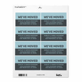 引っ越しましたブラックブルーグロー新しいアドレス ラベル (フルシート)
