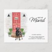 引っ越しましたブラックラブラドールレッドドアドッグ移動 案内ポストカード (正面)