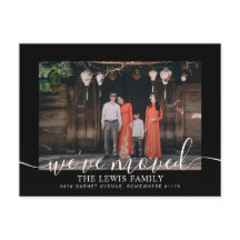 引っ越しましたブラック写真発表葉書