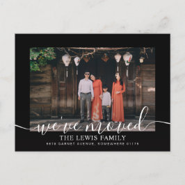 引っ越しましたブラック写真発表葉書 案内ポストカード