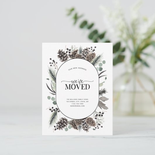 引っ越しましたブラック冬季発表葉書 案内ポストカード (スタンド正面)