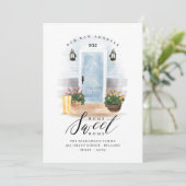 引っ越しましたブルーシックなカントリーウォーターカラーブルードア 案内状 (スタンド正面)