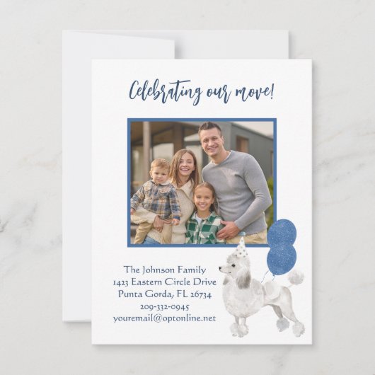 引っ越しましたプードルファミリー写真予算 案内状 (正面)