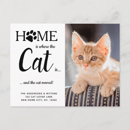 引っ越しましたペットフォト新しいアドレス猫の移動 案内ポストカード (正面)