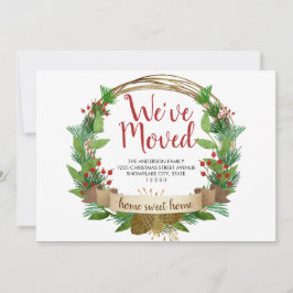 引っ越しましたホリデークリスマスアコーンリースムービング 案内状