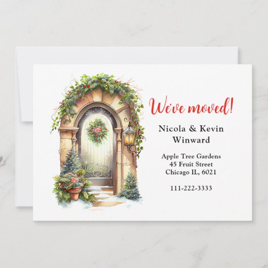 引っ越しましたホリデークリスマスガーランドドア 案内状 (正面)