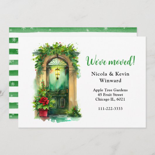 引っ越しましたホリデークリスマスホリードア 案内状 (正面/裏面)