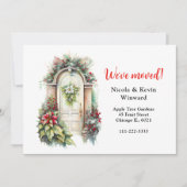 引っ越しましたホリデークリスマスポインセティアドア 案内状 (正面)