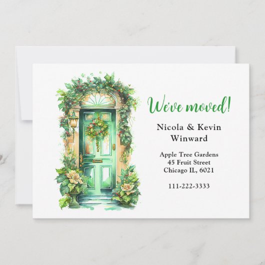 引っ越しましたホリデークリスマスリースドア 案内状 (正面)