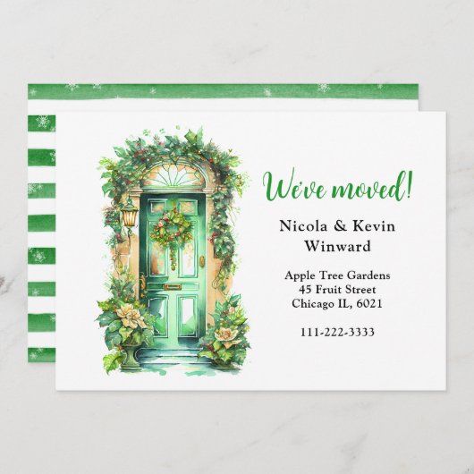 引っ越しましたホリデークリスマスリースドア 案内状 (正面/裏面)