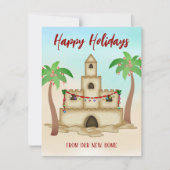 引っ越しましたホリデーフォトビーチクリスマスカード (正面)