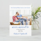 引っ越しましたホームカスタムフォトブルー新しいアドレス 案内状 (スタンド正面)