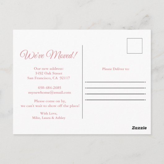 引っ越しましたホームスイートホームフローラはがき ポストカード (裏面)