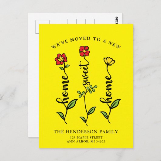 引っ越しましたホームスイートホームムービングアナウンス ポストカード (正面/裏面)