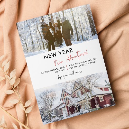 引っ越しましたホーム新年の冒険の移動 案内状
