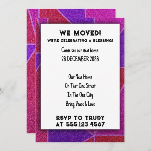 引っ越しましたホーム賛美ズニューハウスウォーミングパーティー 招待状 (正面/裏面)