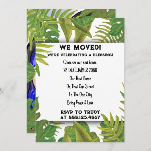 引っ越しましたホーム賛美ズニューハウスウォーミングパーティー 招待状 (正面/裏面)