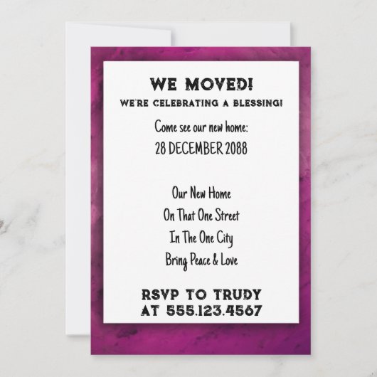 引っ越しましたホーム賛美ズニューハウスウォーミングパーティー 招待状 (正面)