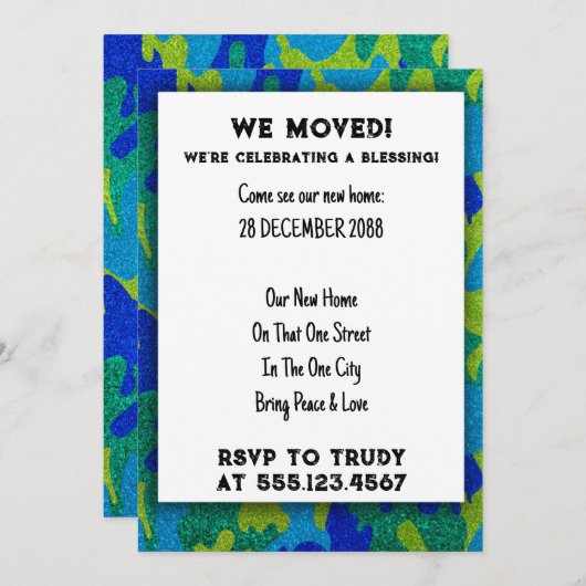 引っ越しましたホーム賛美ズニューハウスウォーミングパーティー 招待状 (正面/裏面)