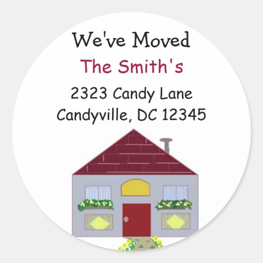 引っ越しましたホーム ラウンドシール (正面)
