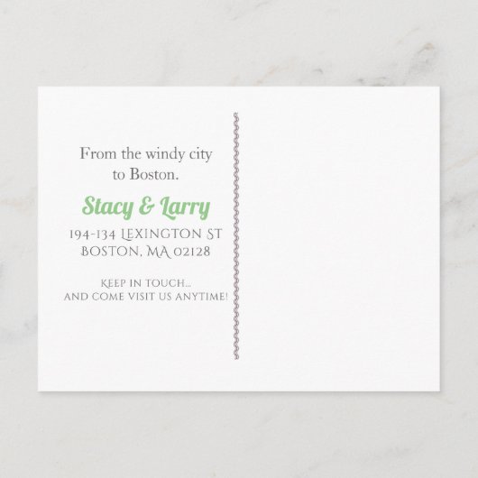 引っ越しましたボストンシティスカイライン 案内ポストカード (裏面)