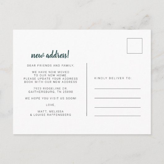 引っ越しましたボホシックベッドルームムービングアドレス 案内ポストカード (裏面)