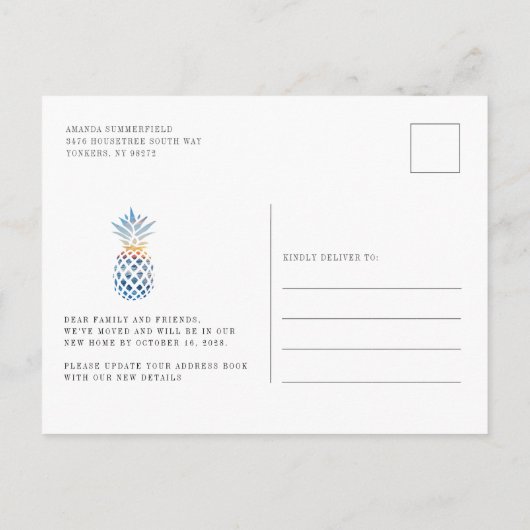 引っ越しましたボホトロピカルフルーツ動水色 案内ポストカード (裏面)