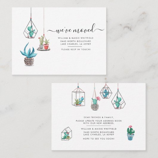 引っ越しましたボホ多肉食住所の変更 名刺 (正面/裏面)