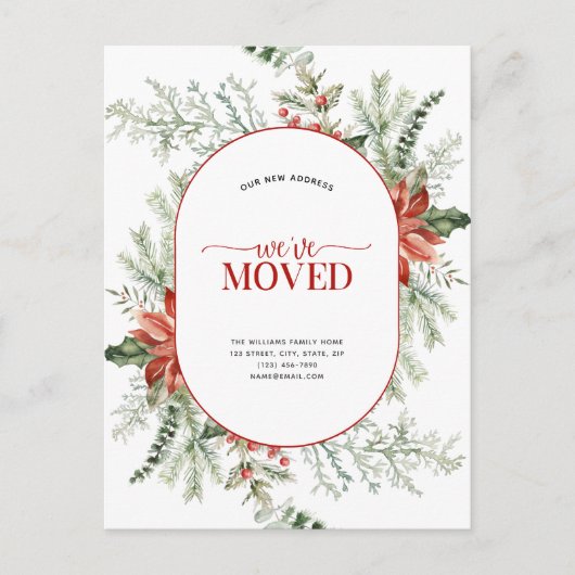 引っ越しましたポインセティアベリーグリーン 案内ポストカード (正面)