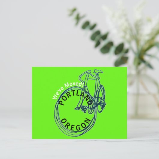 引っ越しましたポートランドオレゴン新しい住所はがき 案内ポストカード (スタンド正面)