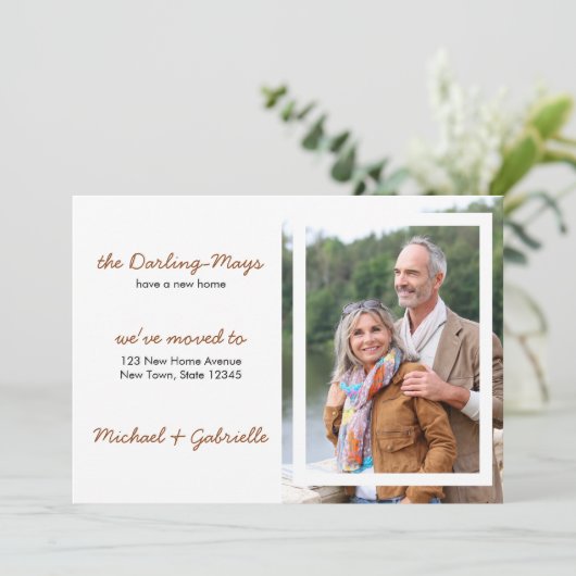 引っ越しましたポートレートの写真モダンの新しいアドレス 案内状 (スタンド正面)