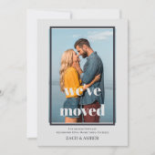 引っ越しましたミニマリストオフセット枠付き写真の移動 案内状 (正面)