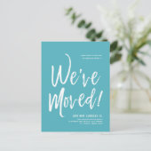 引っ越しましたミニマルサファイアブルーの新しいアドレス ポストカード (スタンド正面)