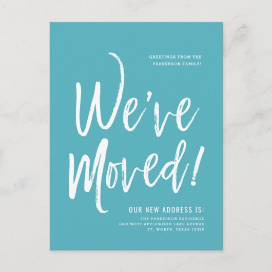 引っ越しましたミニマルサファイアブルーの新しいアドレス ポストカード (正面)