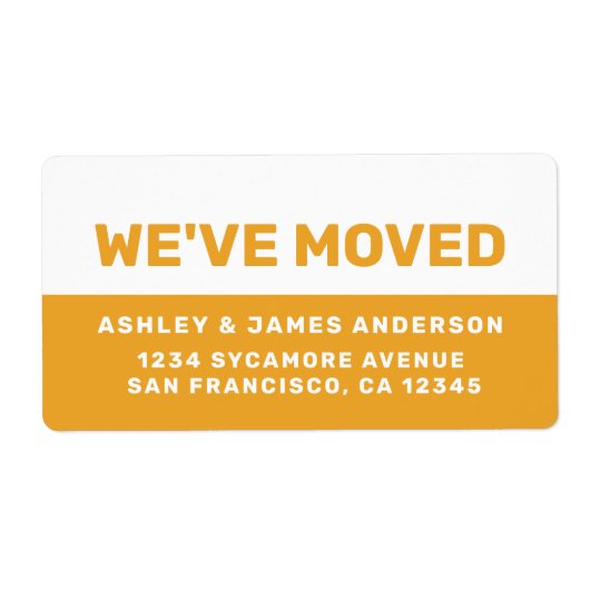 引っ越しましたメルローイエローホワイトの新しいアドレス ラベル (正面)