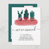 引っ越しましたモダンかわいいサボテン 案内ポストカード (正面/裏面)