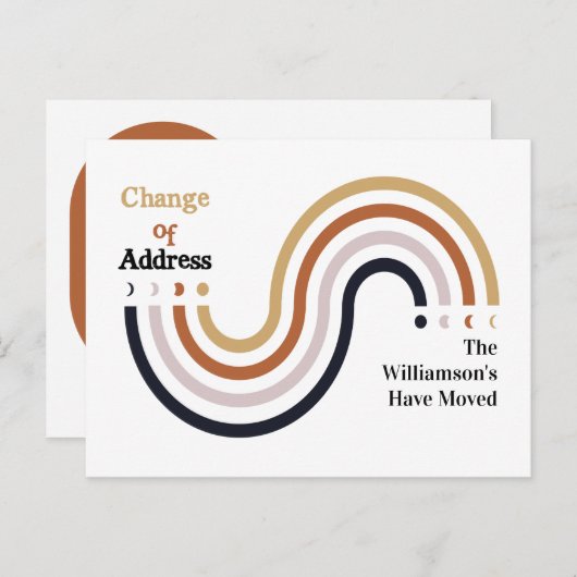 引っ越しましたモダンの新しい住所の変更 案内ポストカード (正面/裏面)