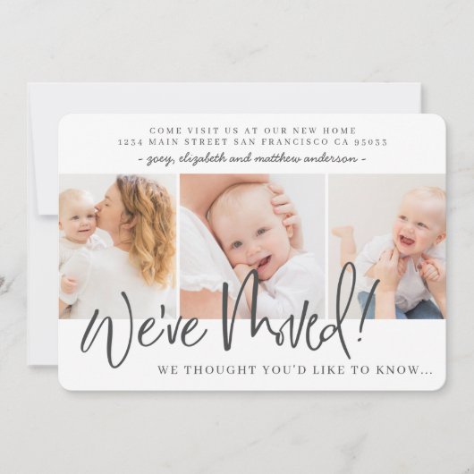 引っ越しましたモダンの新しい自宅案内カード (正面)