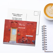 引っ越しましたモダンキュートレッドハウス自転車 案内ポストカード