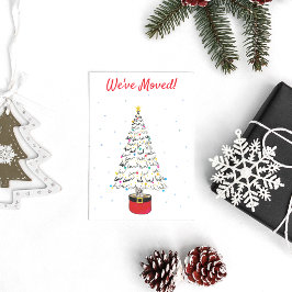 引っ越しましたモダンクリスマスツリーの水色 シーズンカード