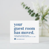 引っ越しましたモダンゲストルームムービングネイビーブルー 案内状 (スタンド正面)